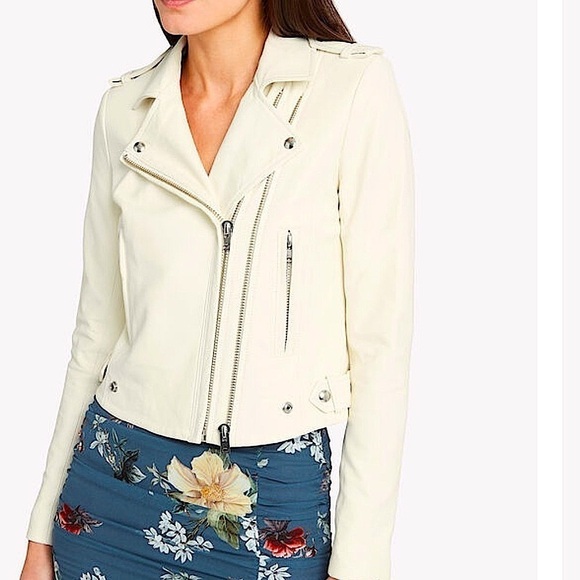 NEW IRO Paris Dylan cropped motto leather jacket in dune metallic leather 100%